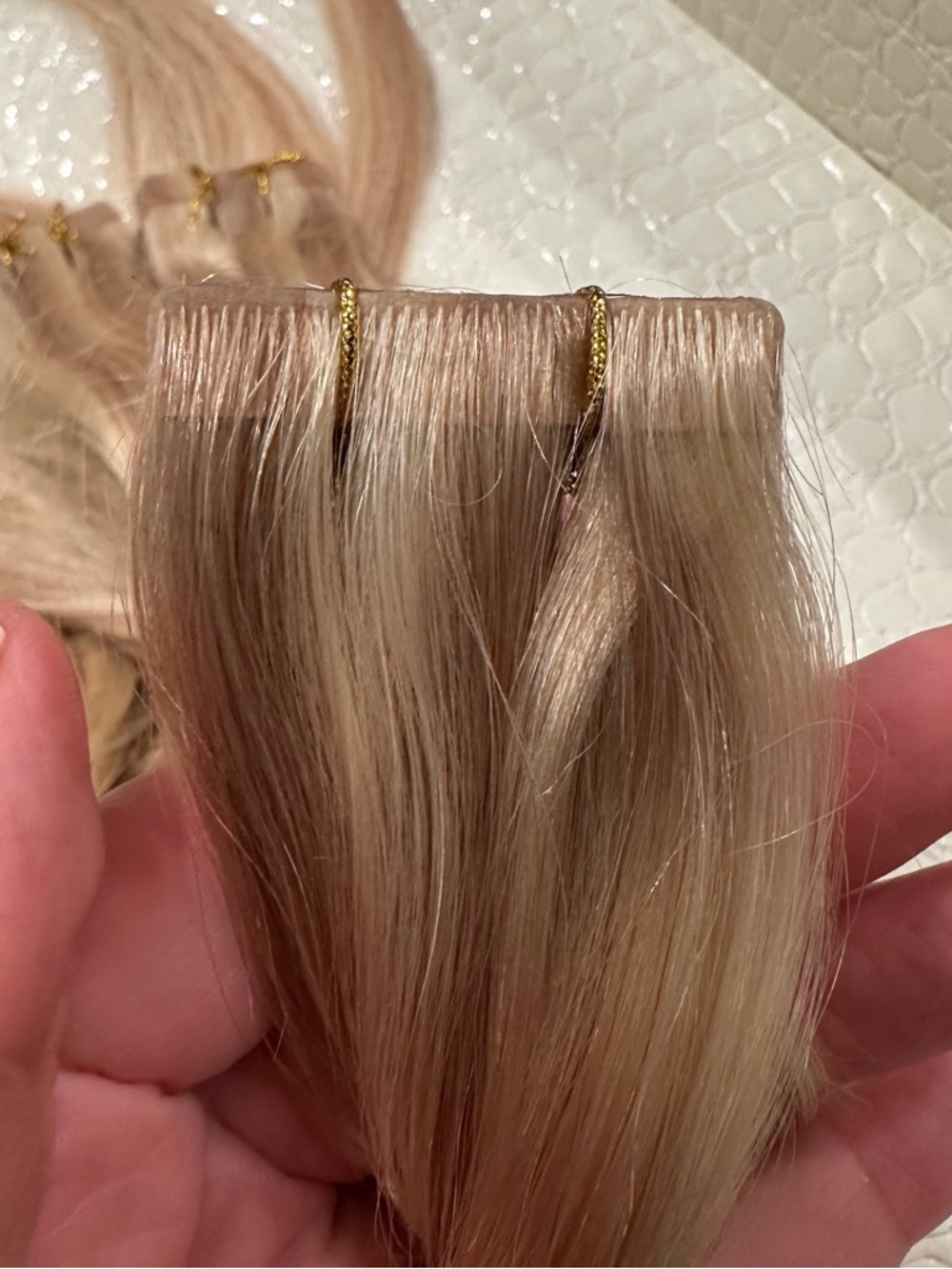 Blonde 16/22 Tape In Hair Extensions - Natural Blonde Multi-Tone 180g #TG1 - Picture 10 of 14